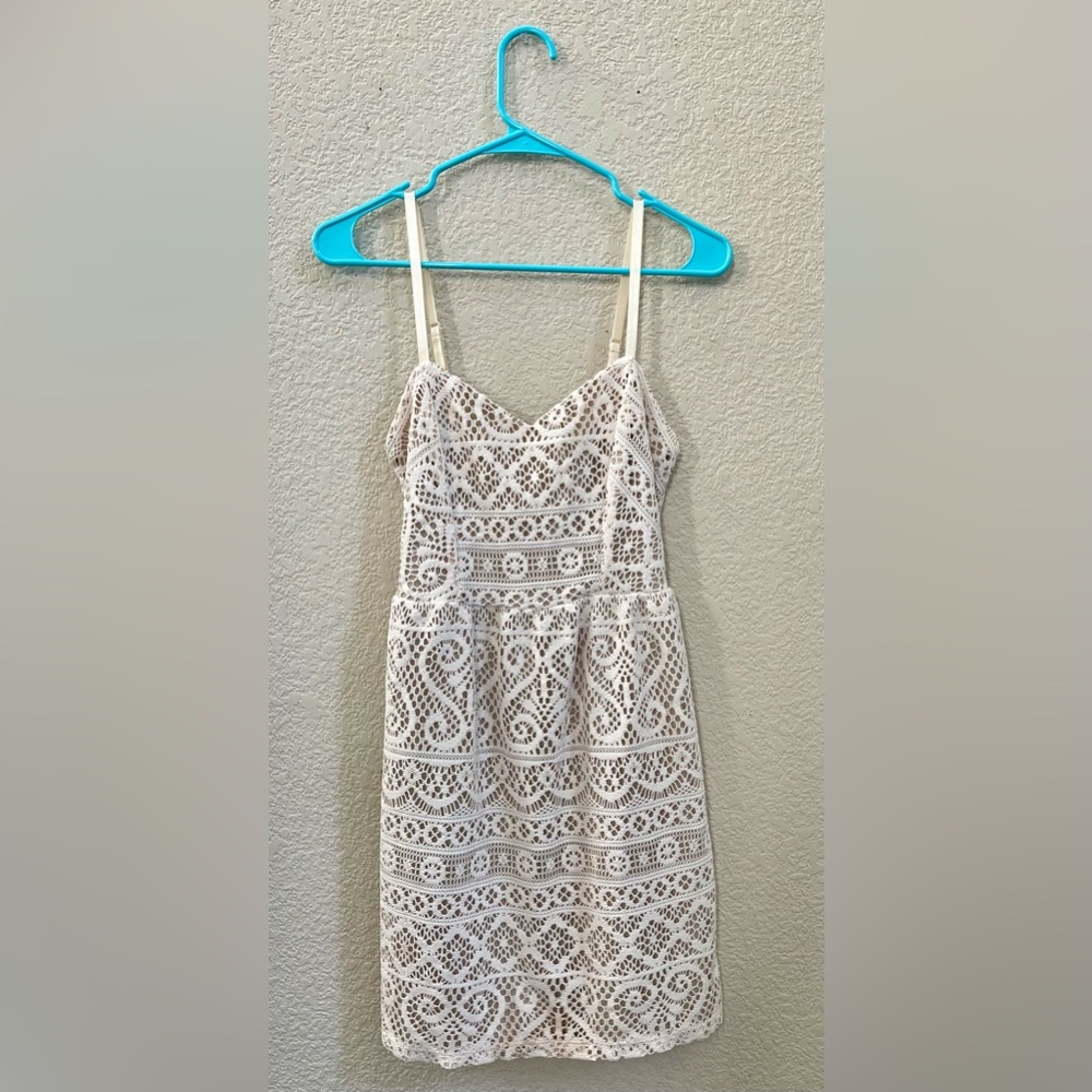 Fulltilt Tan Lace Tank Top Mini Dress